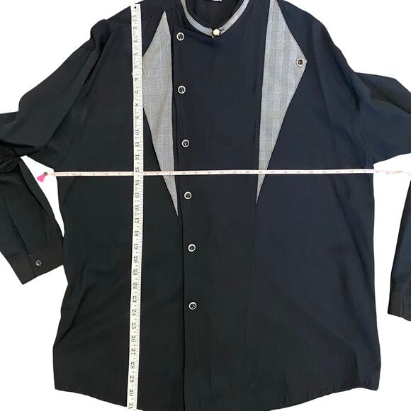 Vintage Madison Mens Shirt XXL Black Long Sleeve Decorative Buttons John Wayne - Picture 6 of 8